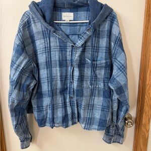American Eagle Outfitters Denim Blue Hoodie Shirt